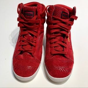 ✨Red Suede Puma High-Top Sneakers✨